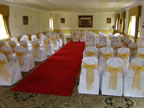 White Chair Cover with Gold Organza Sash